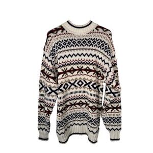 Vintage Cream‎ Fair Isle Knit Cotton Sweater Willow Ridge Cottagecore Crewneck M